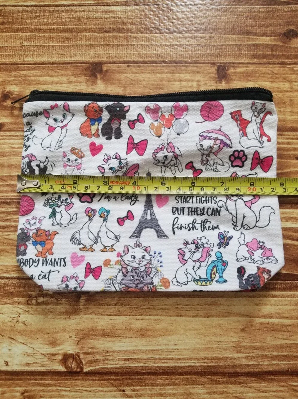 Disney Aristocats White Makeup Pouch Marie Cats Travel Storage Pencil Case NWOT